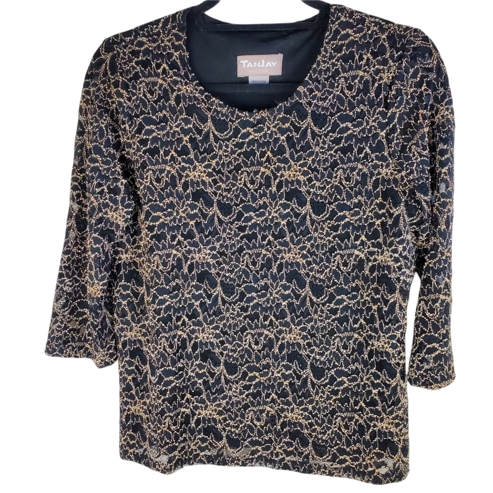 TanJay Petites vintage lace overlay top S